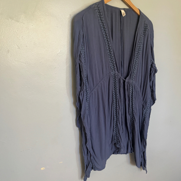 Elan Women’s One Size Kimono Cardigan – Slate Blue Boho Cover-Up - Picture 3 of 9